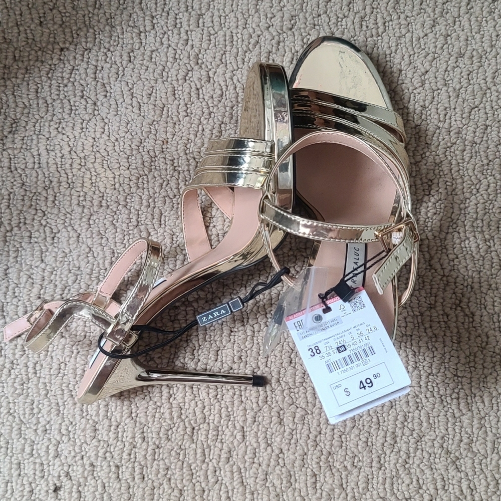 Zara stiletto formal gold shoes